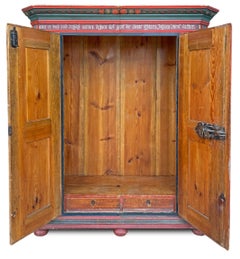 1825 Blue Floral Painted Cabinet - European Alps