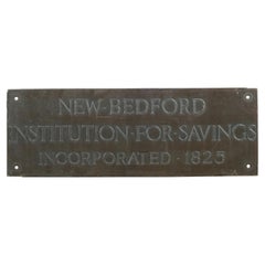 Targa di bronzo del 1825 della New Bedford Institution for Savings Incorporated