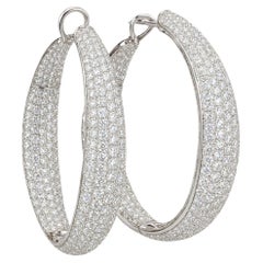 Orecchini a cerchio con diamanti da 18,25 carati in oro bianco 18K
