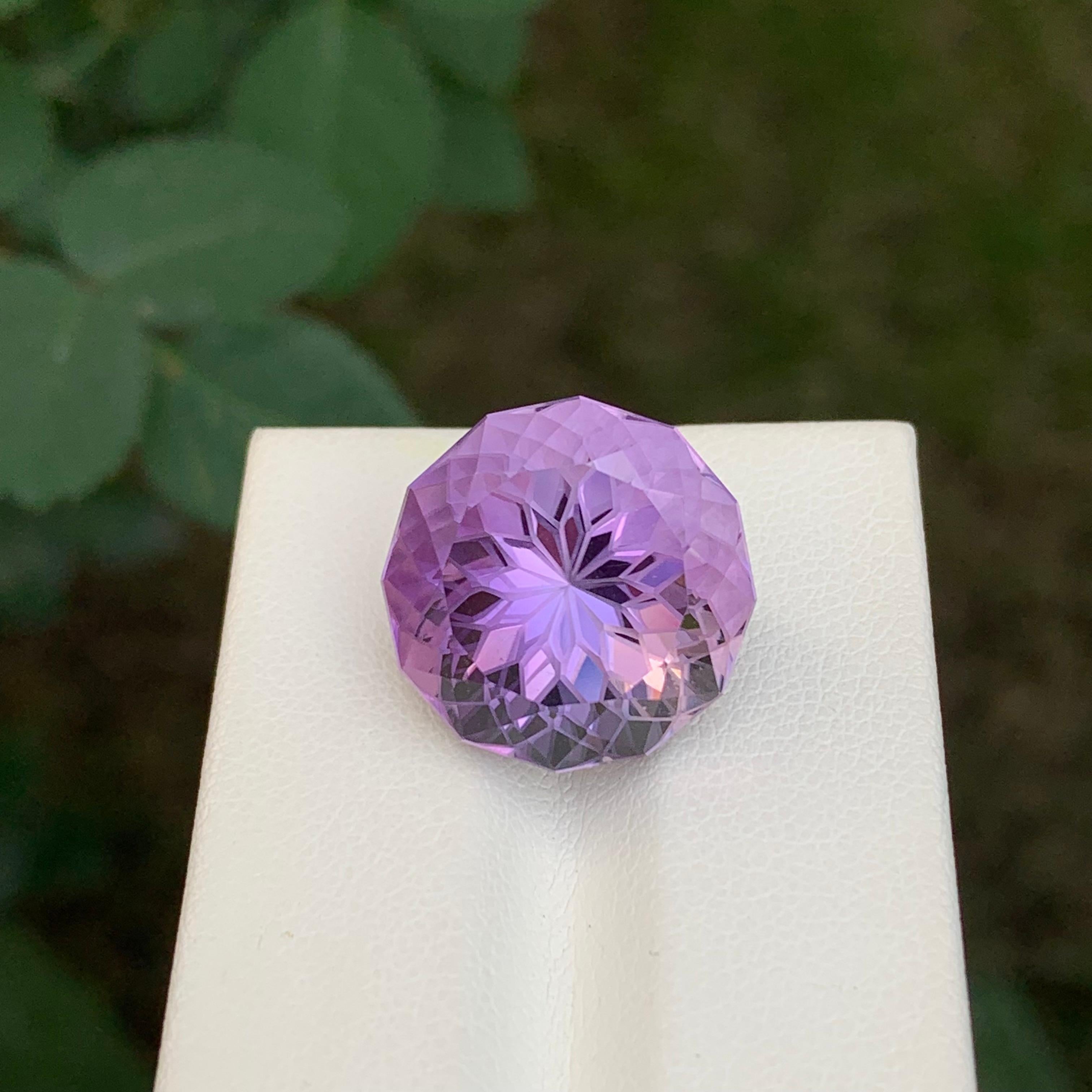 18.25 Carat Natural Loose Amethyst Round Flower Cut Gemstone For Sale 1