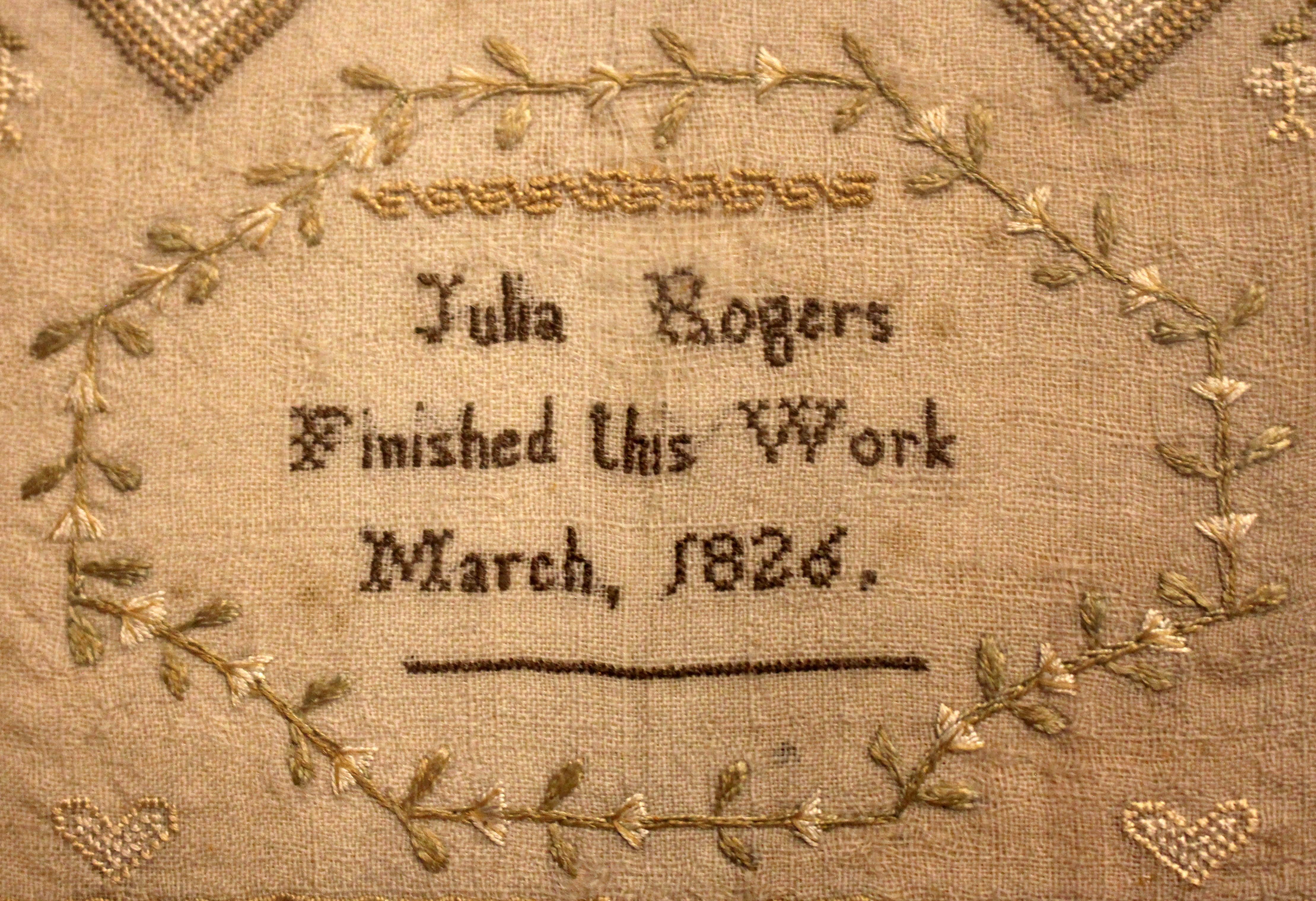 Anglo-amerikanische gerahmte Nadelspitze von Julia Rogers aus dem Jahr 1826 im Zustand „Gut“ im Angebot in Chapel Hill, NC