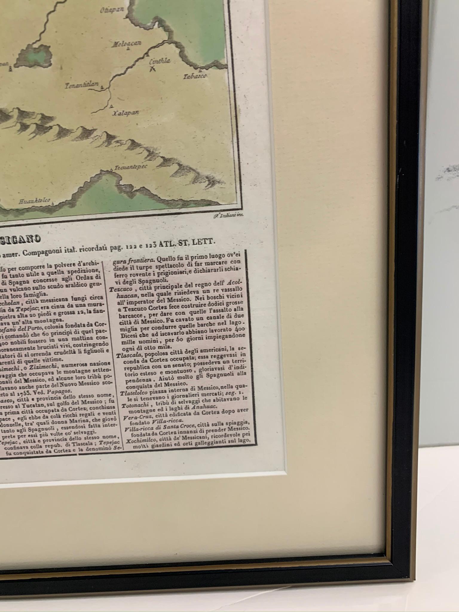 1826 Antigo Impero Messicano Mexico Hand Colored Framed Map In Good Condition For Sale In Stamford, CT