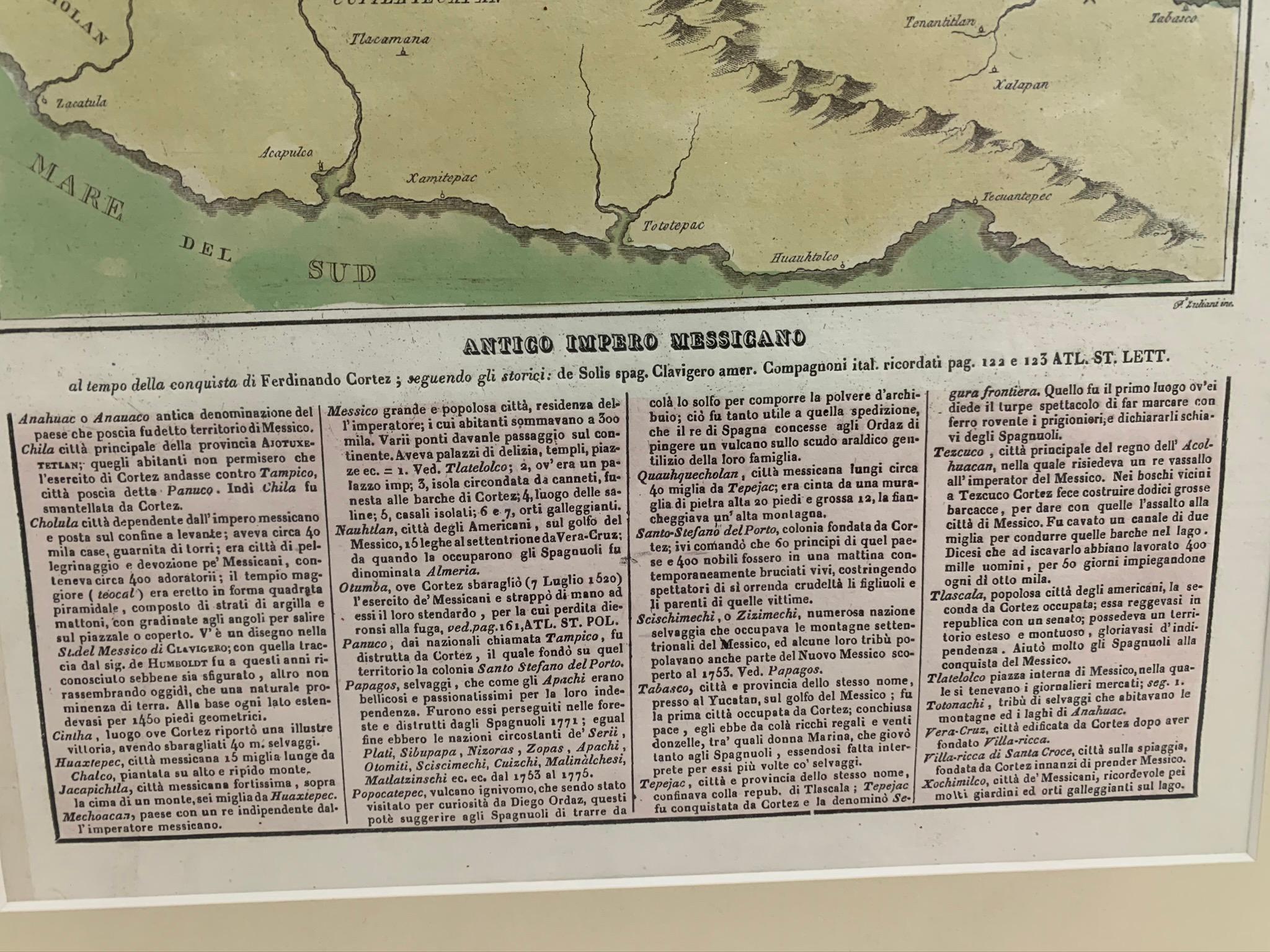 1826 Antigo Impero Messicano Mexico Hand Colored Framed Map For Sale 1