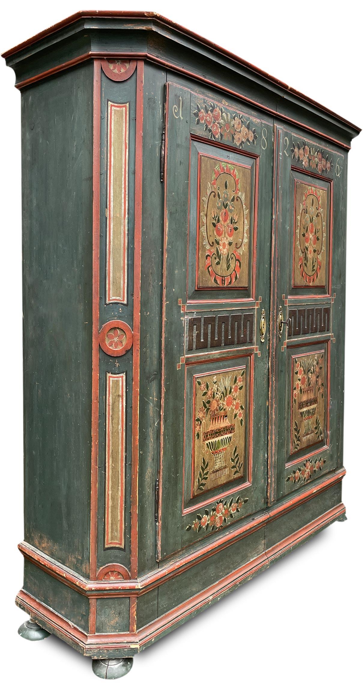 1826 Blu Floral Painted Wardrobe with Two Doors 9