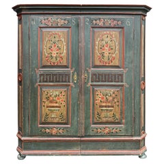 1826 Blu Floral Painted Wardrobe with Two Doors