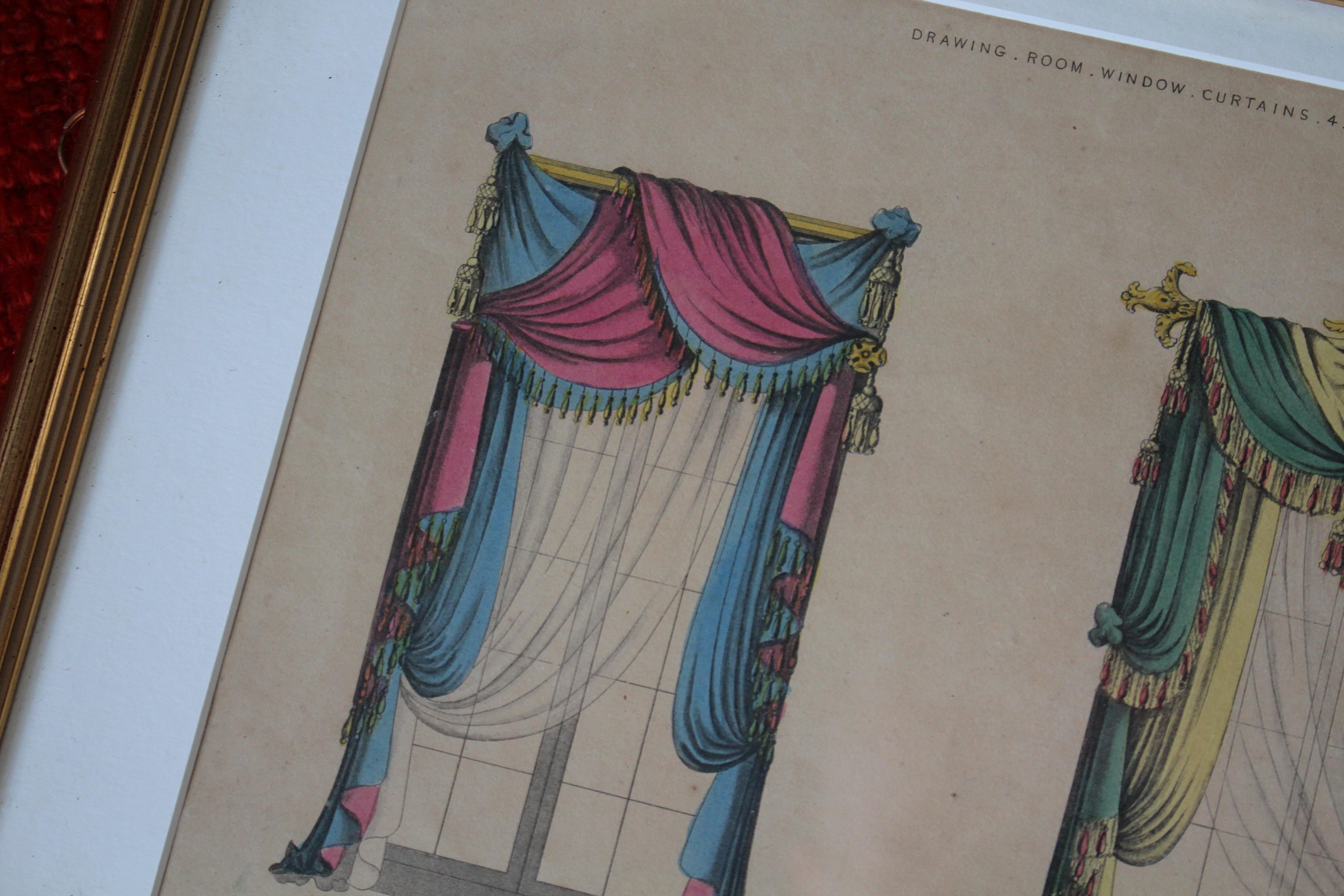 1826 George Smith's The Upholsterer's Guide Ein handkolorierter Textilstich (George IV.) im Angebot