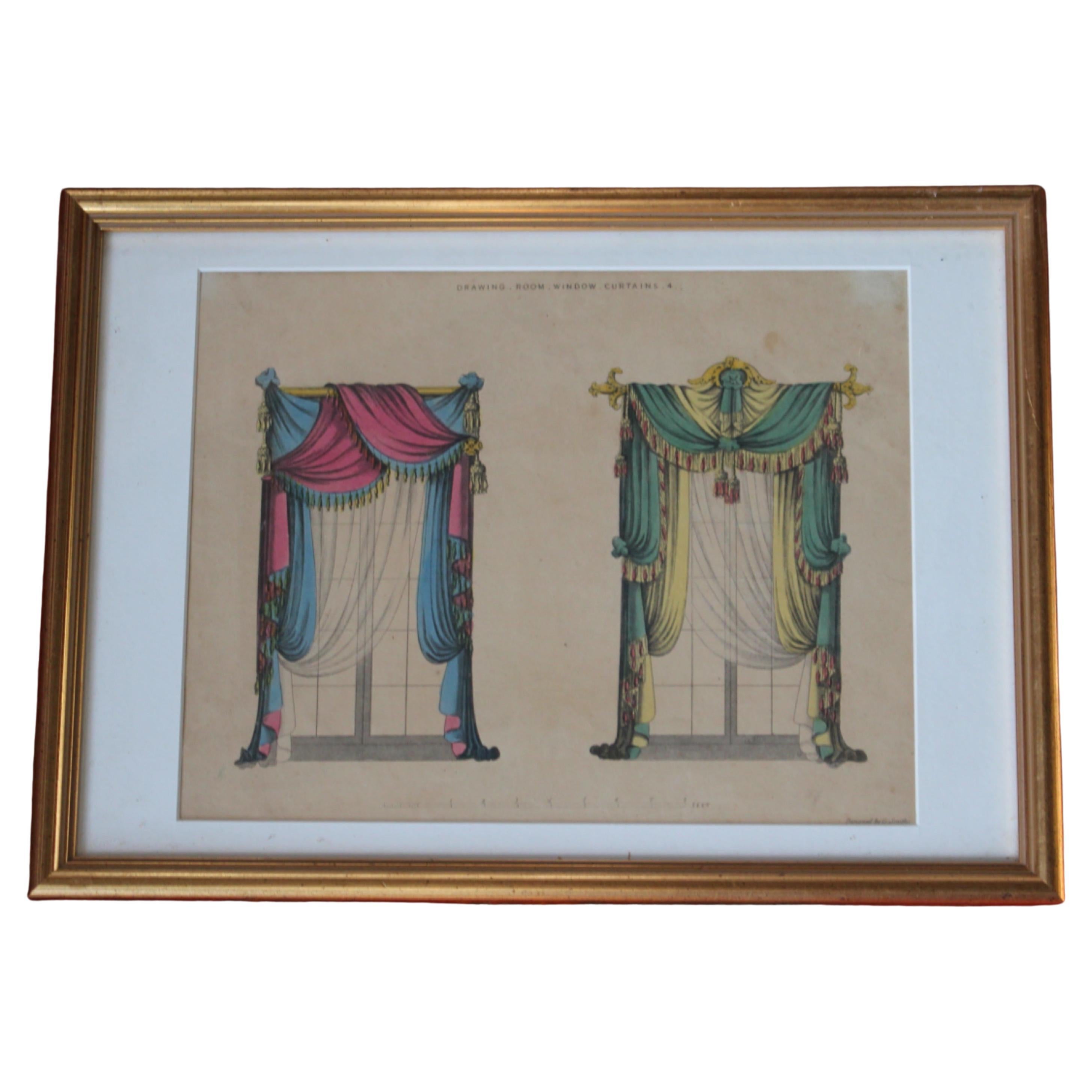 1826 George Smith’s The Upholsterer’s Guide A Hand Tinted Textile Engraving