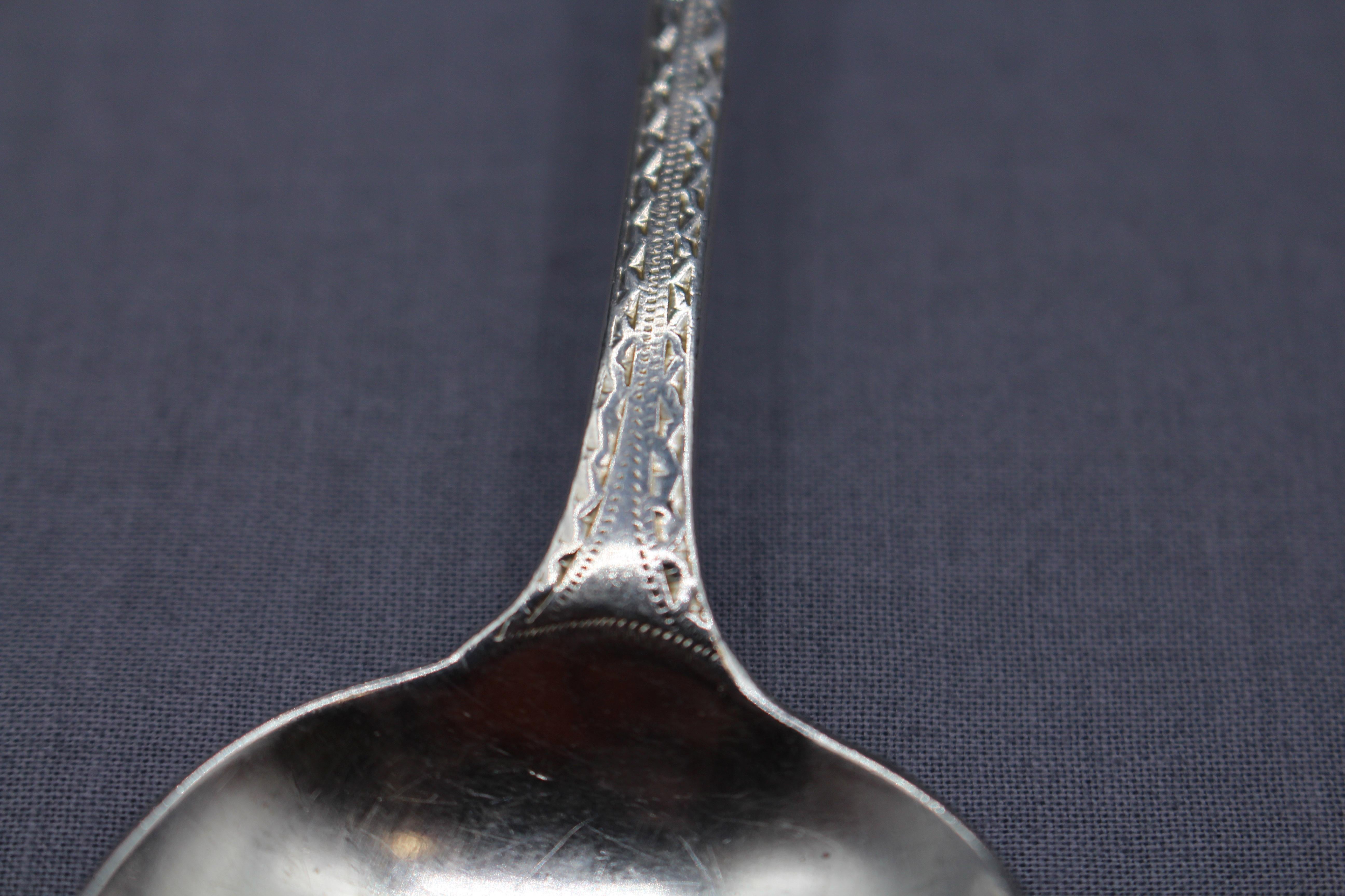 1826 Sterling Silver Near Pair of Engraved Old English Serving Spoons For Sale 1