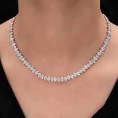 18,27 Karat Diamant-Tennis-Halskette mit Birnenschliff 14 Karat massivem Weißgold