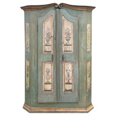 1827 Light Green Floral Painted Cabinet 