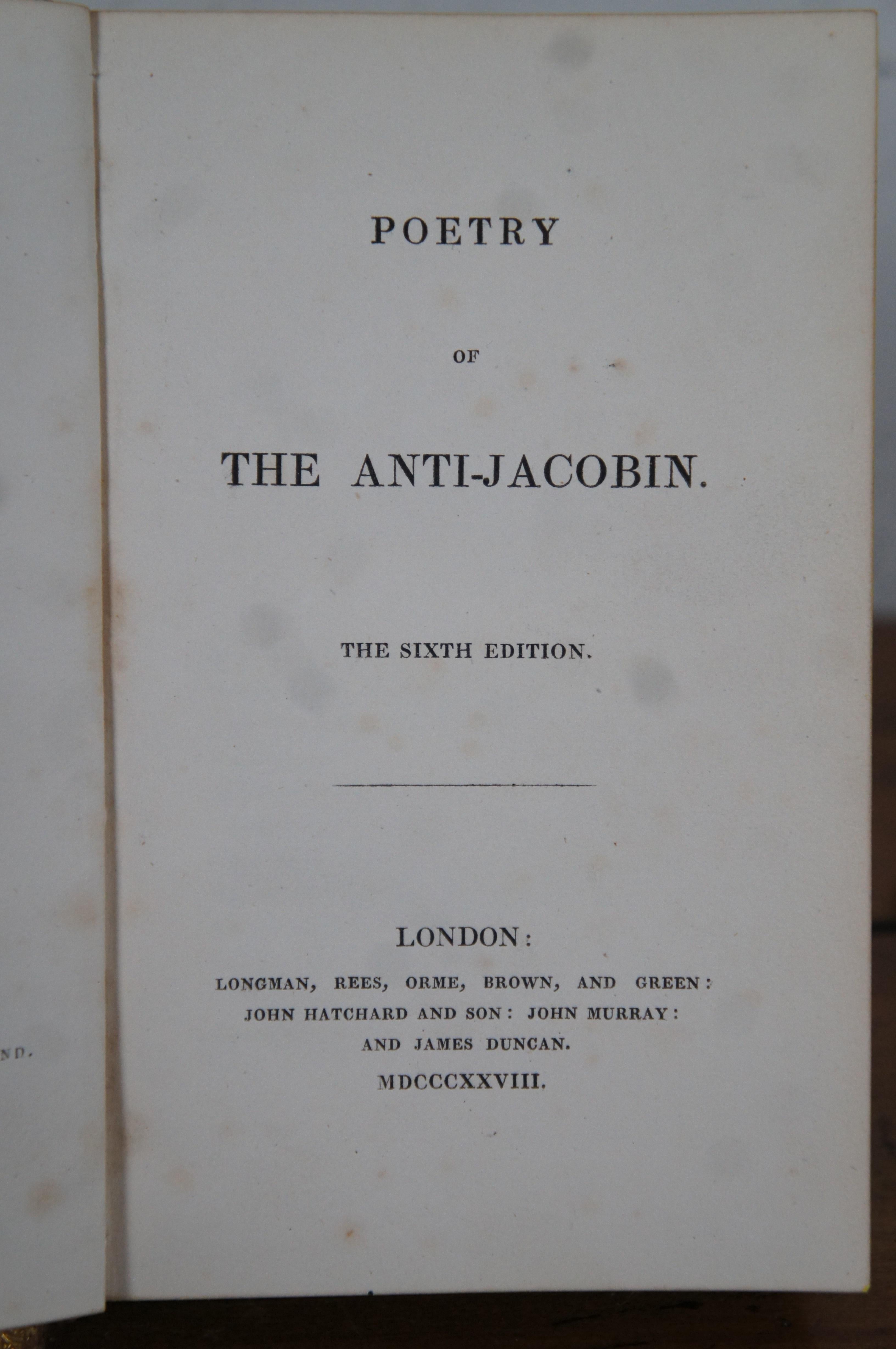 1828 Antique Poetry of the Anti-Jacobin Sixth Edition Leather Bound Book 4