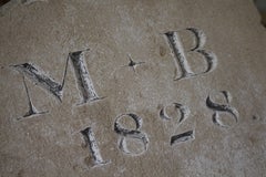 1828 Carved Sandstone Grave Marker Tomb Stone Initials M B