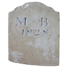 Antique 1828 Carved Sandstone Grave Marker Tomb Stone Initials M B