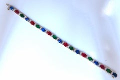 18.28ct Natural Ruby Emerald Sapphires Diamond Tennis Bracelet 14kt Gem Line*