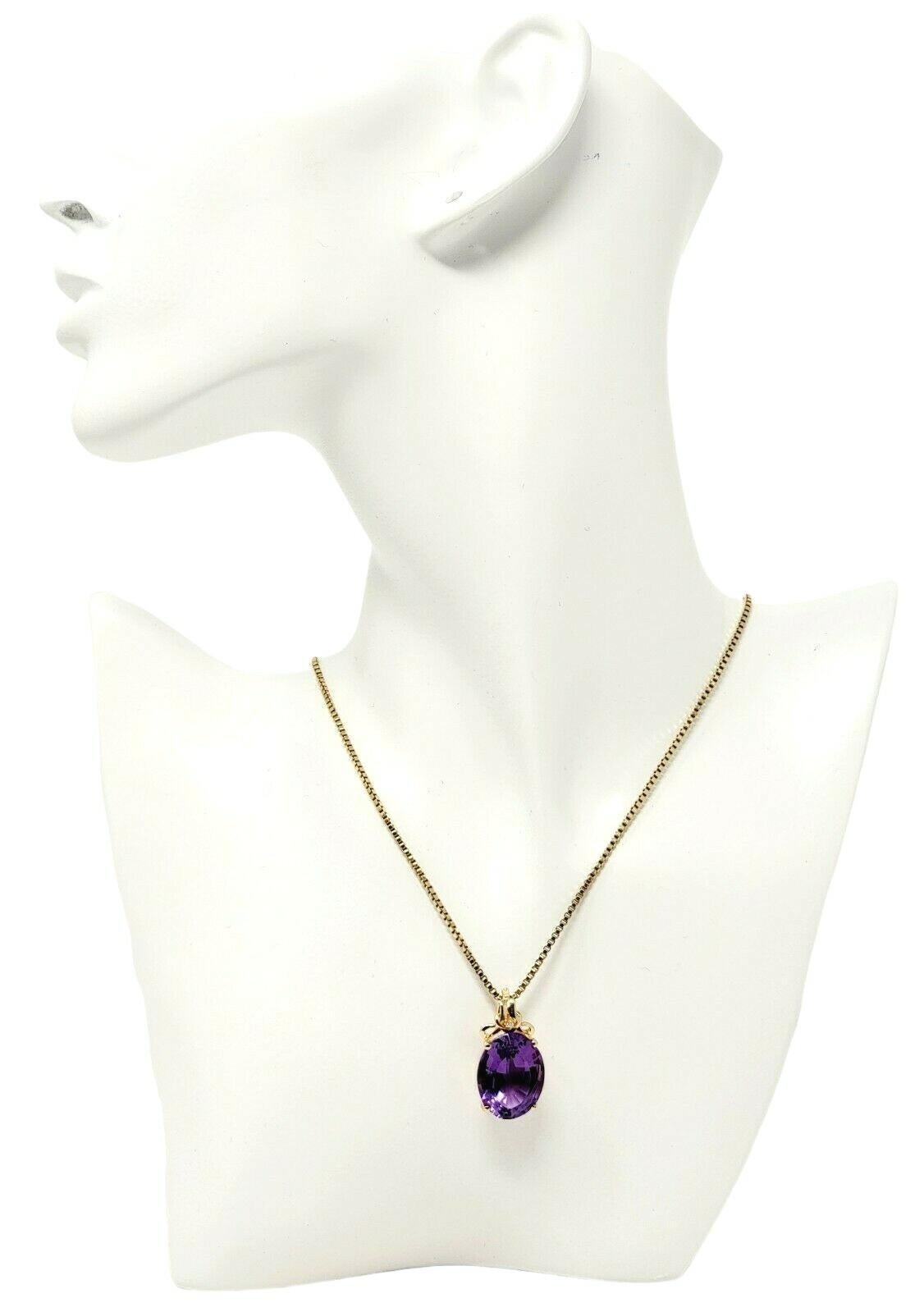 Pendentif en or jaune 14 carats avec améthyste ovale de 18,29 carats et diamants en vente 4