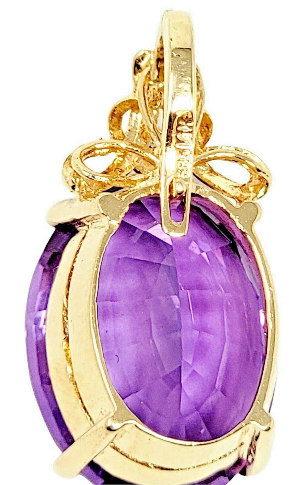 Pendentif en or jaune 14 carats avec améthyste ovale de 18,29 carats et diamants Pour femmes en vente