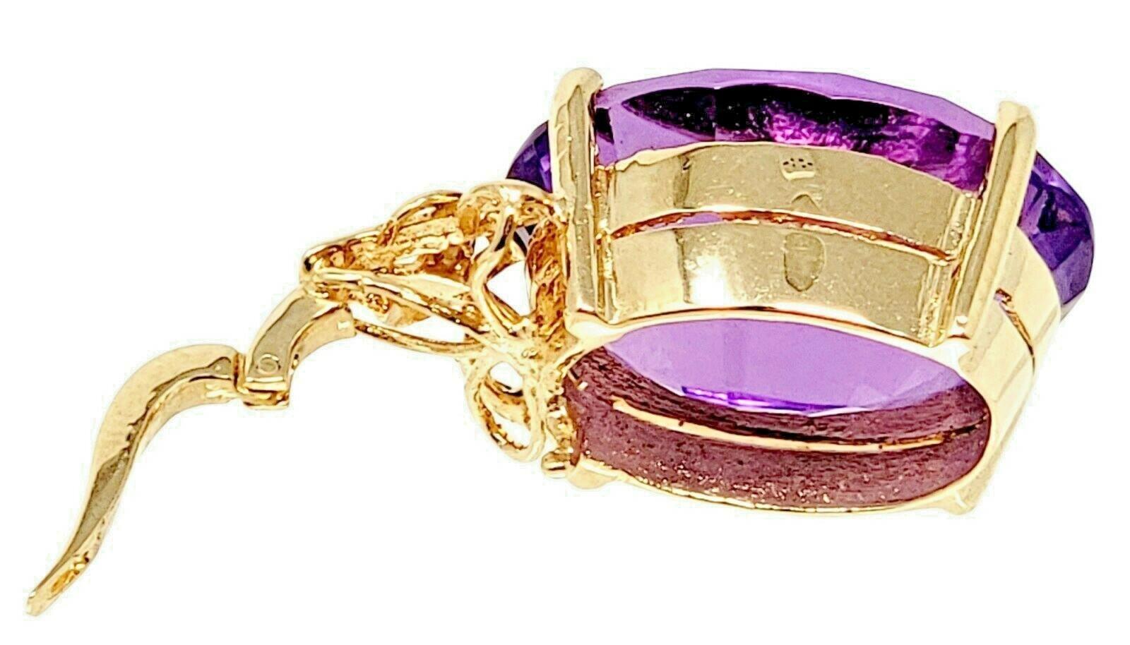 Pendentif en or jaune 14 carats avec améthyste ovale de 18,29 carats et diamants en vente 1
