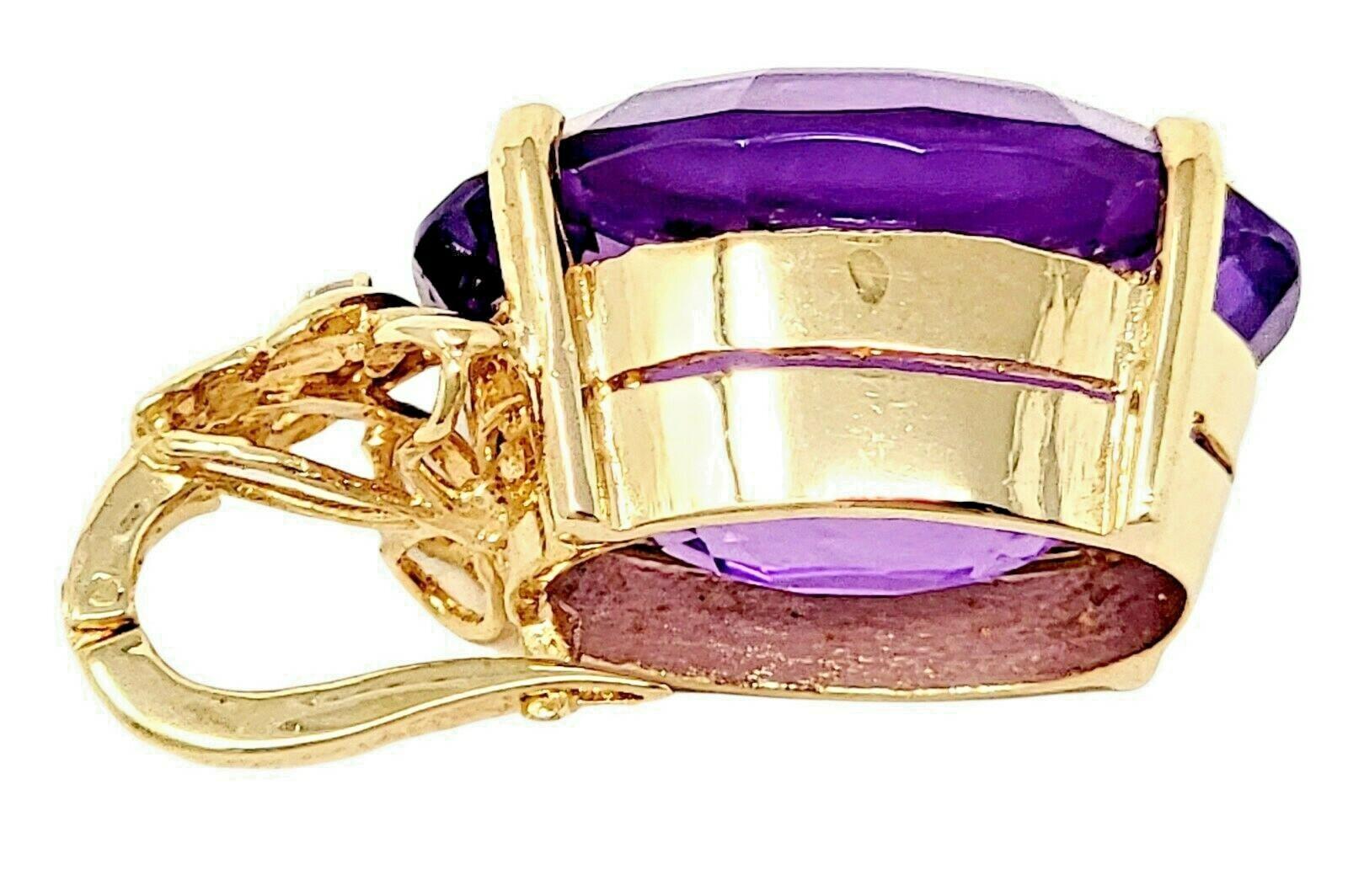 Pendentif en or jaune 14 carats avec améthyste ovale de 18,29 carats et diamants en vente 2