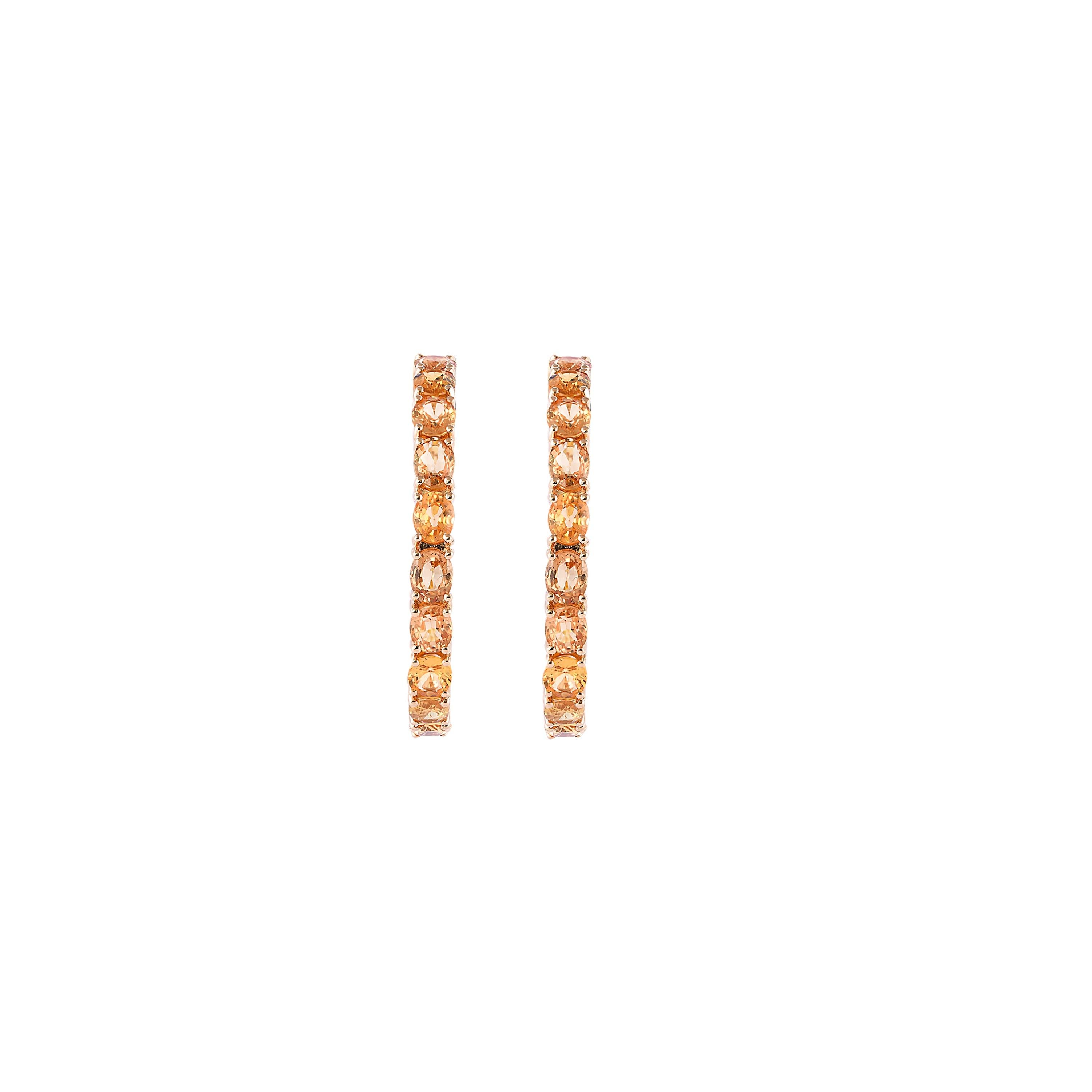 18,29 Karat gelber Saphir-Ohrring aus 18 Karat Gelbgold mit Perlen (Ovalschliff) im Angebot