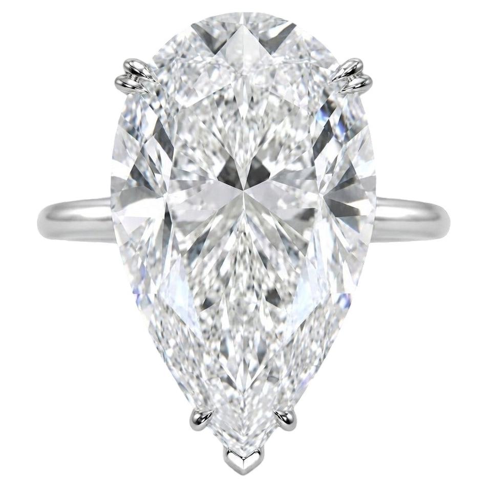 18,29 quilates Tipo IIa D/IF Diamante natural talla pera brillante engastado en platino