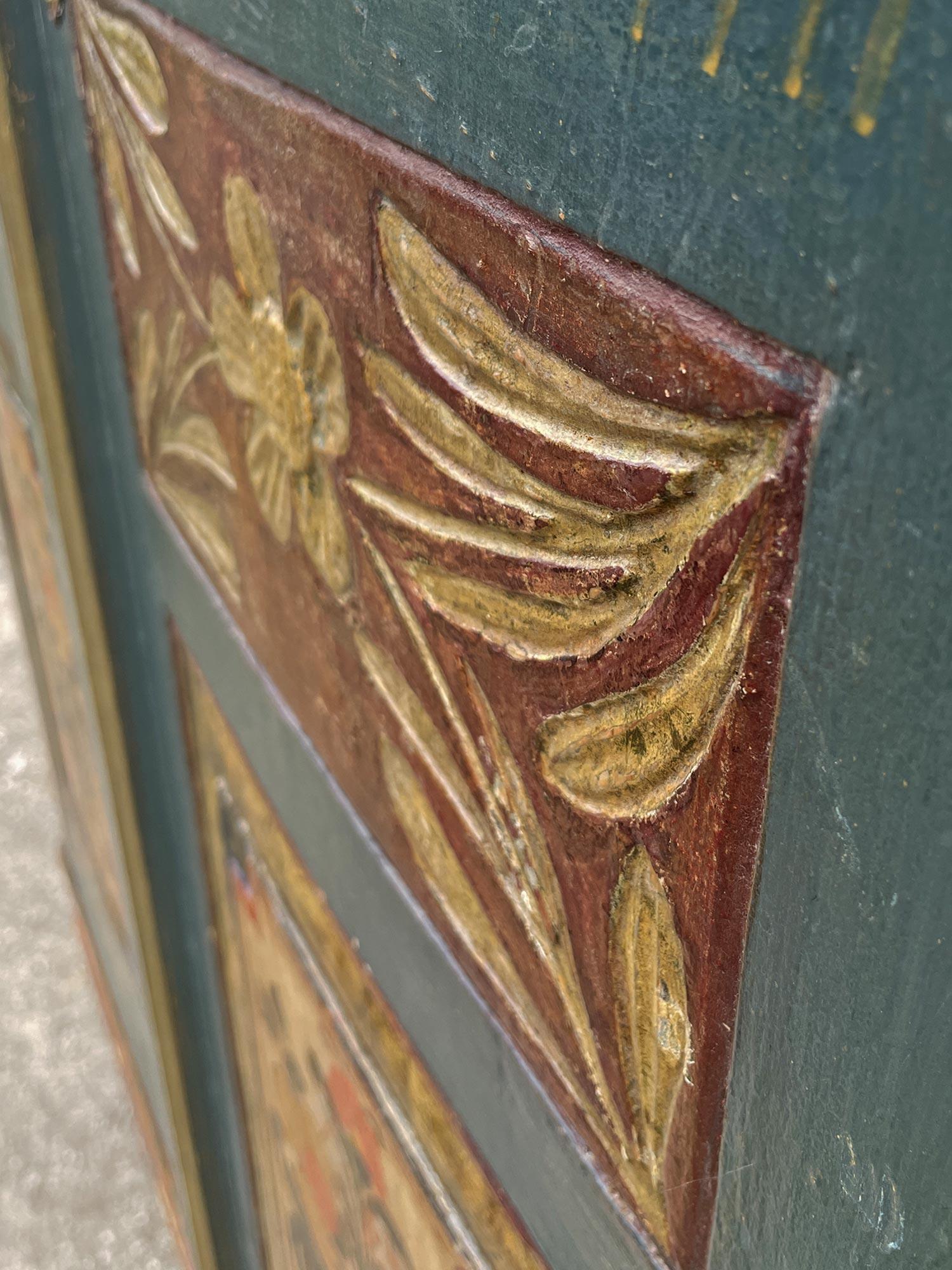 1829 Cupboard Painted in Blue Floral Cabinet - European Alps For Sale 9