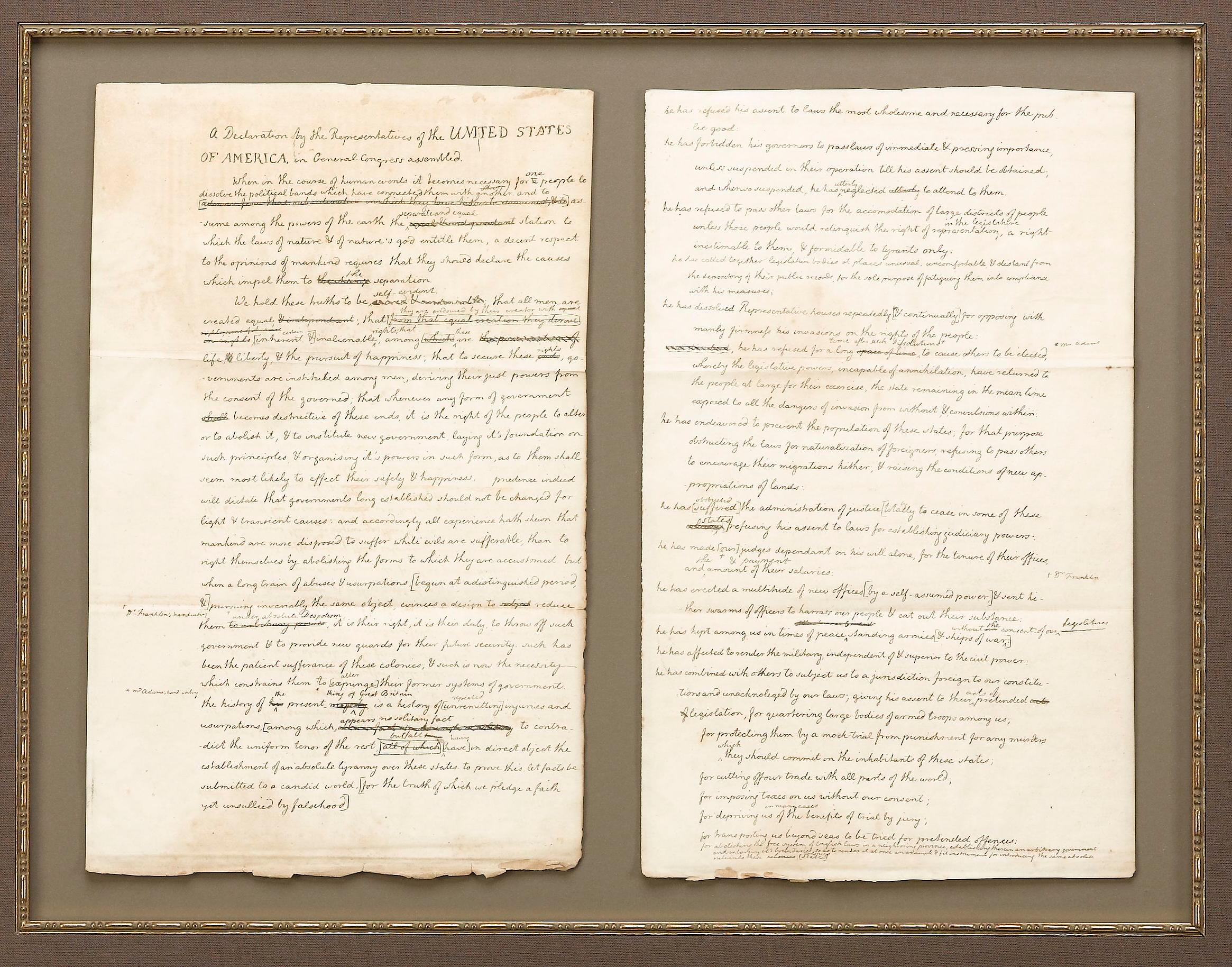 Américain Draft « Declaration of Independence » de 1829, gravé par Charles Toppan en vente