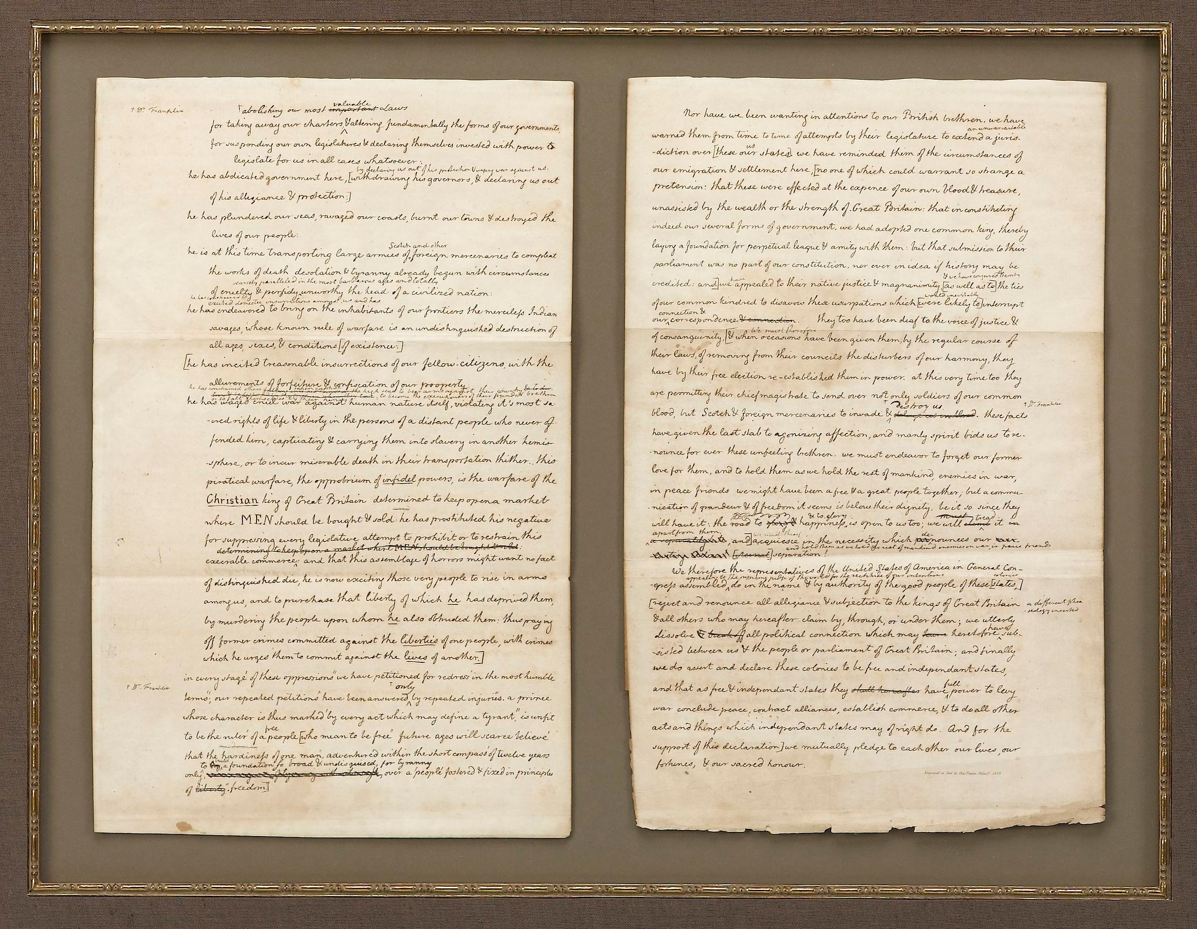 Draft « Declaration of Independence » de 1829, gravé par Charles Toppan Bon état - En vente à Colorado Springs, CO