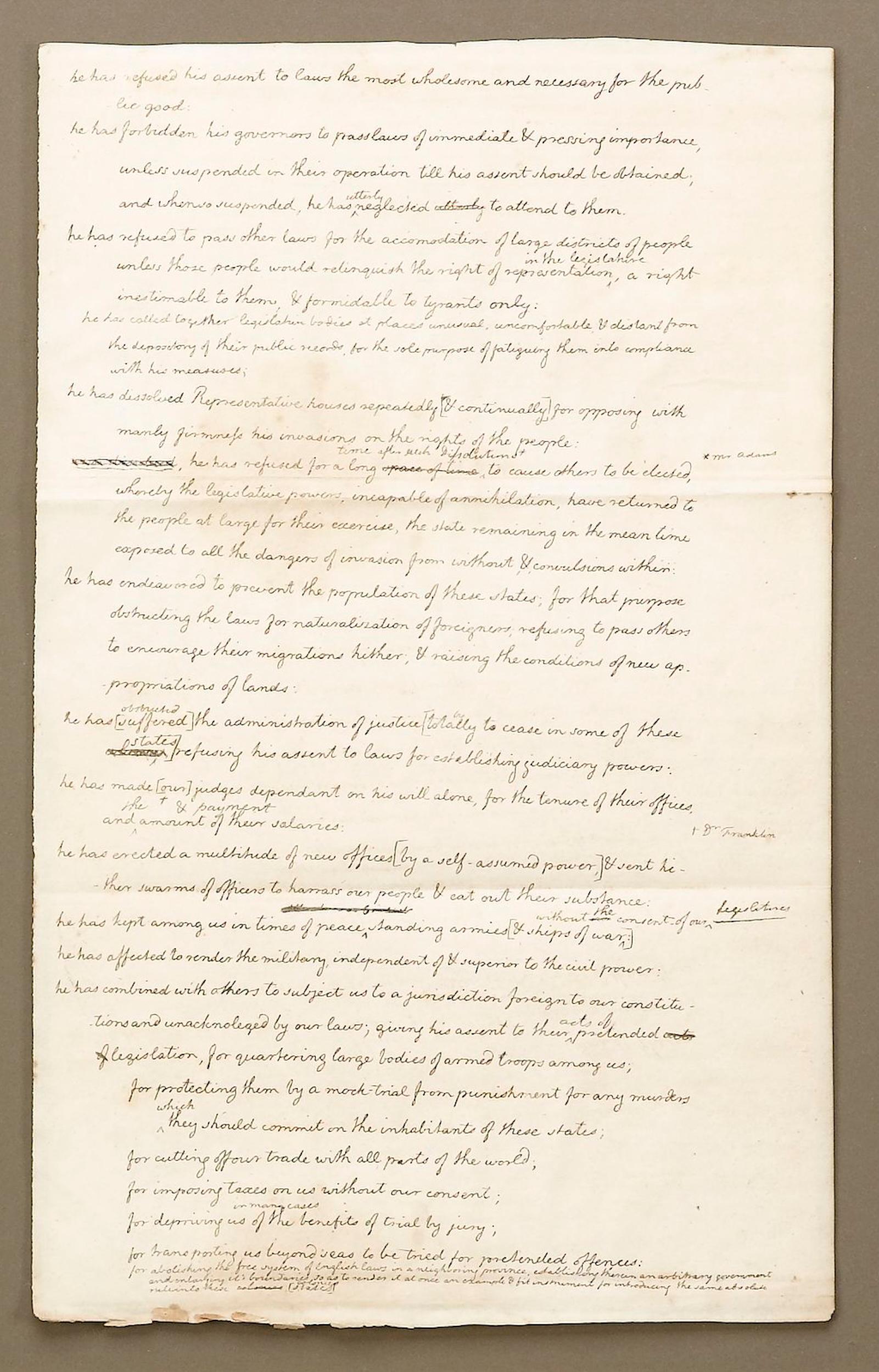 Papier Draft « Declaration of Independence » de 1829, gravé par Charles Toppan en vente