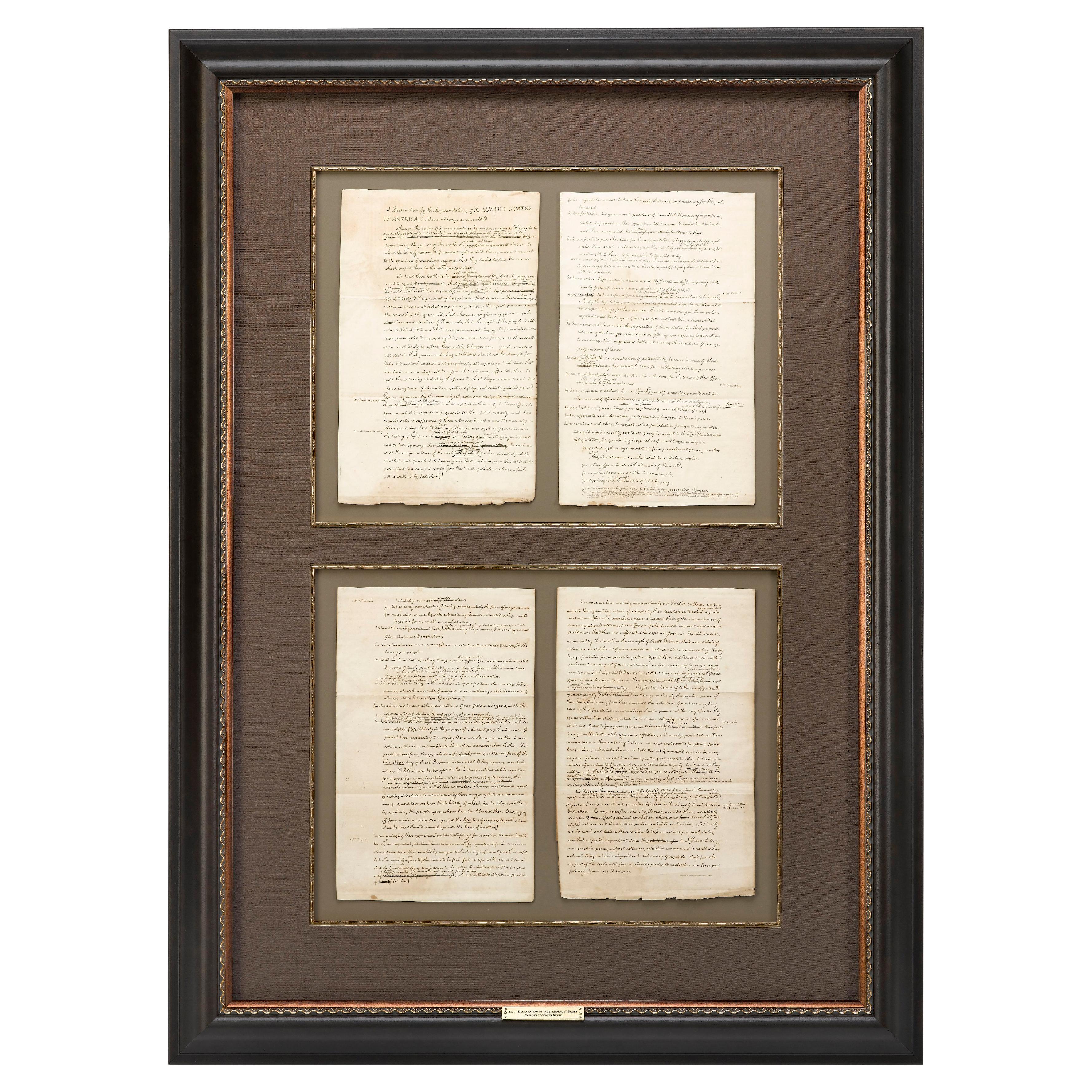 Bozza della "Dichiarazione di Indipendenza" del 1829, incisa da Charles Toppan