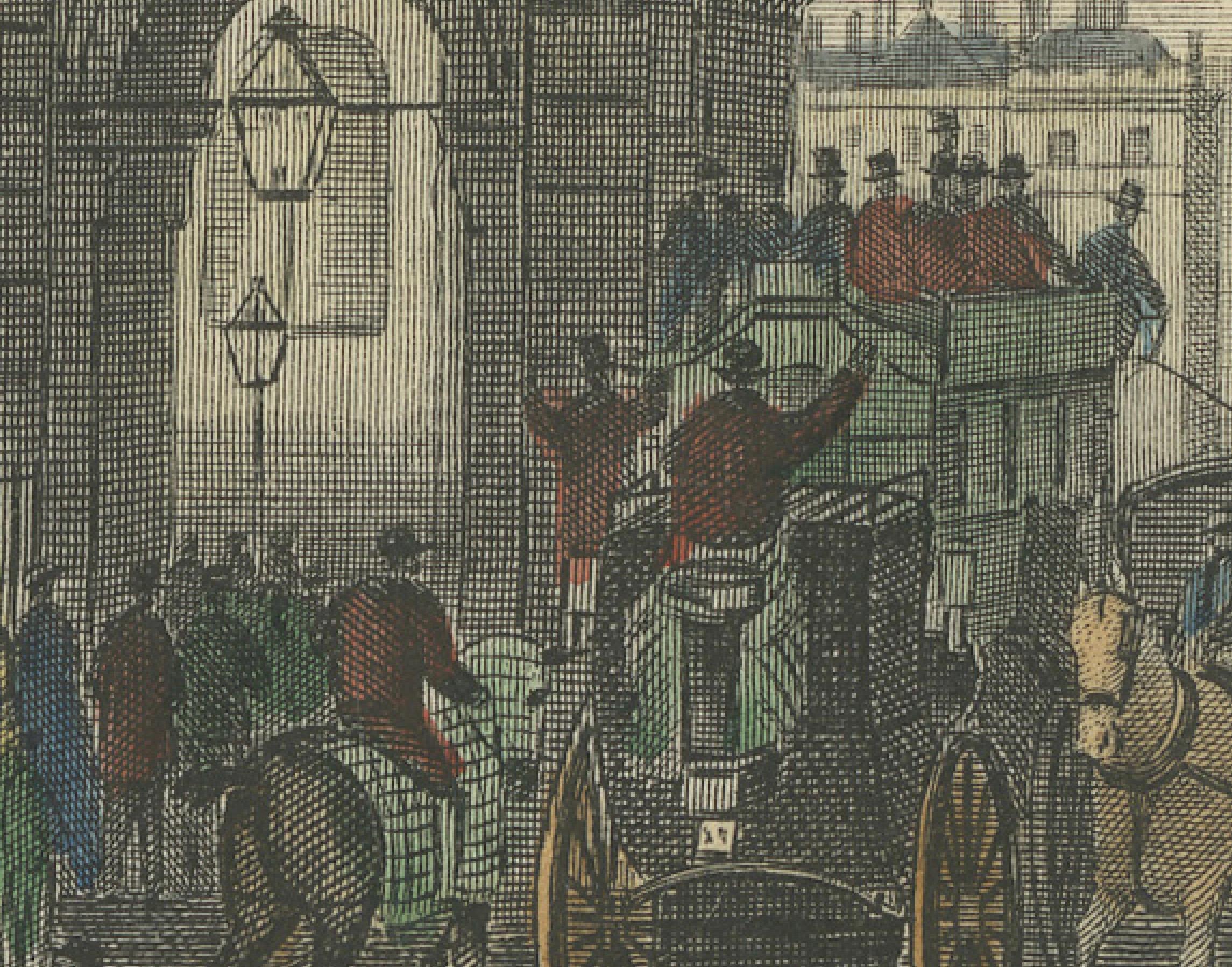 Title: 1829 Etching of Temple Bar in Bustling Regency London

Description: This remarkable antique print portrays Temple Bar, the historic gateway that once marked the boundary between the City of London and Westminster, in a lively scene from the