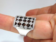 1.82CT Diamonds Bead Set Sandwiched Black Underlay 3D Grill Band Ring 18KT*