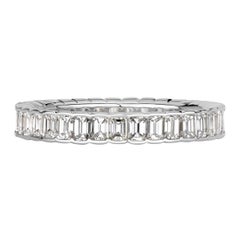 1.82ct Emerald Cut Diamond Bezel Set Eternity Band in 18k White Gold