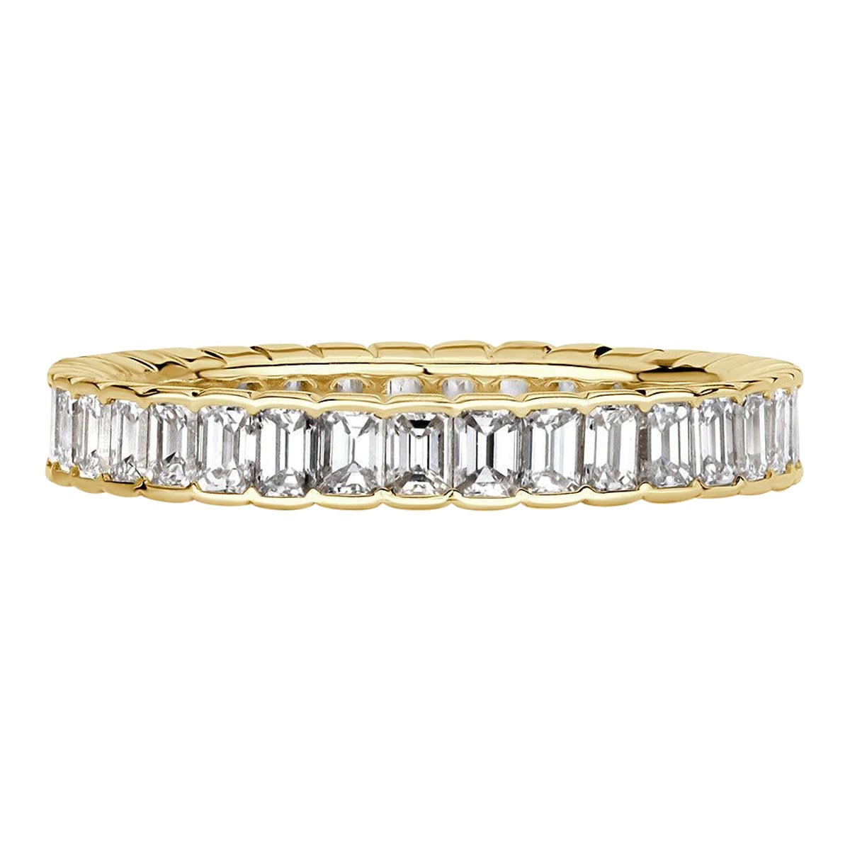 1.82ct Emerald Cut Diamond Bezel Set Eternity Band in 18k Yellow Gold