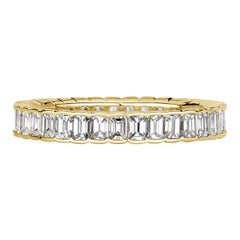 1.82ct Emerald Cut Diamond Bezel Set Eternity Band in 18k Yellow Gold