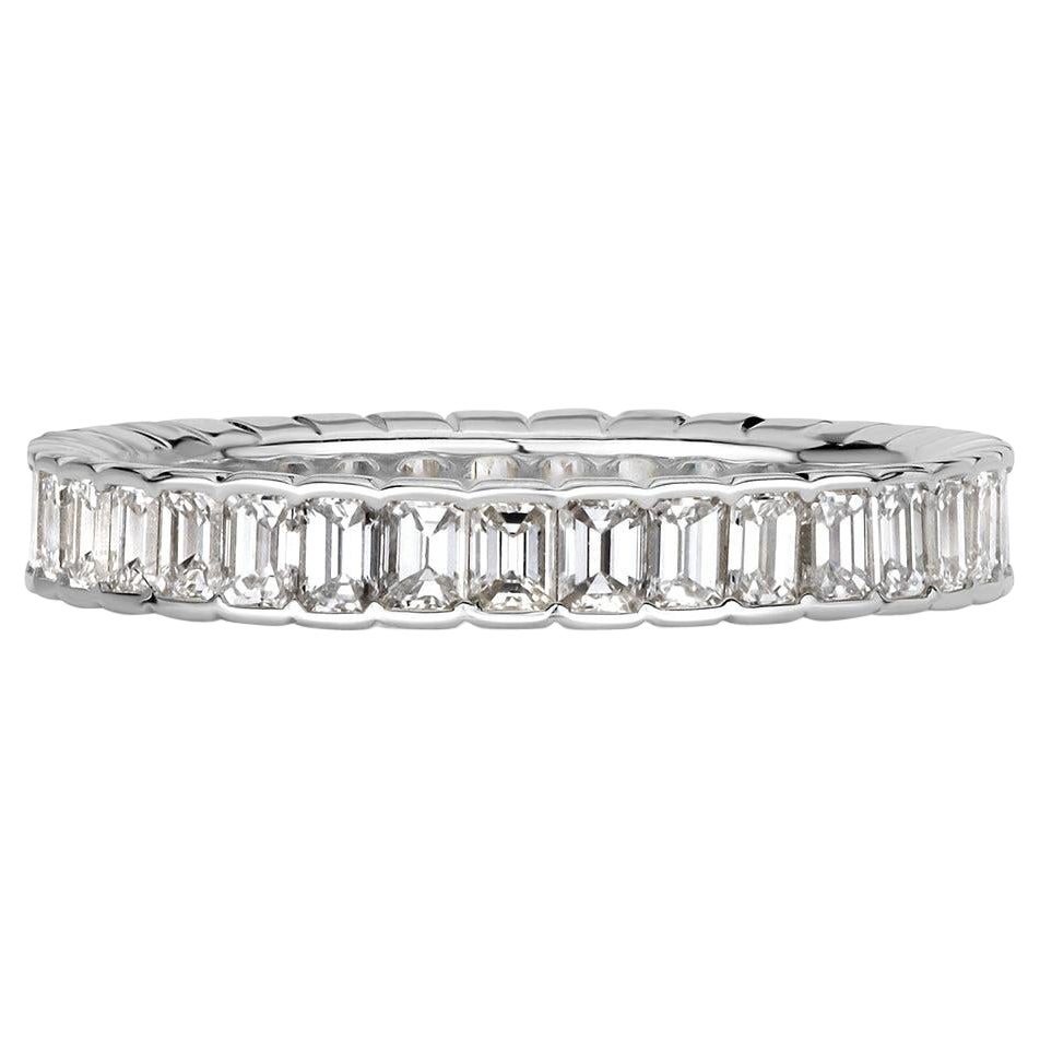 1.82ct Emerald Cut Diamond Bezel Set Eternity Band in Platinum
