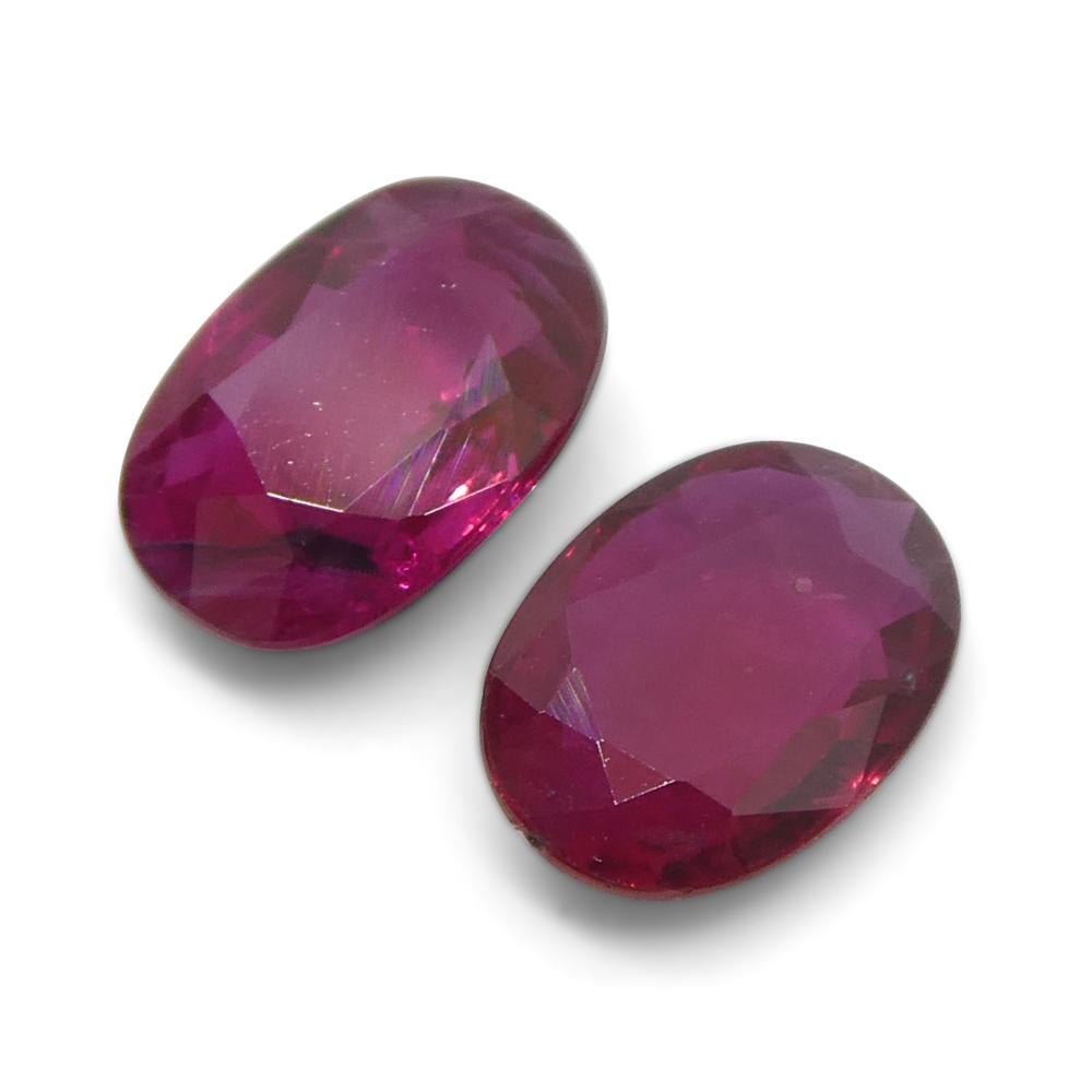 1.82ct Oval Red Ruby from Thailand Pair For Sale 5