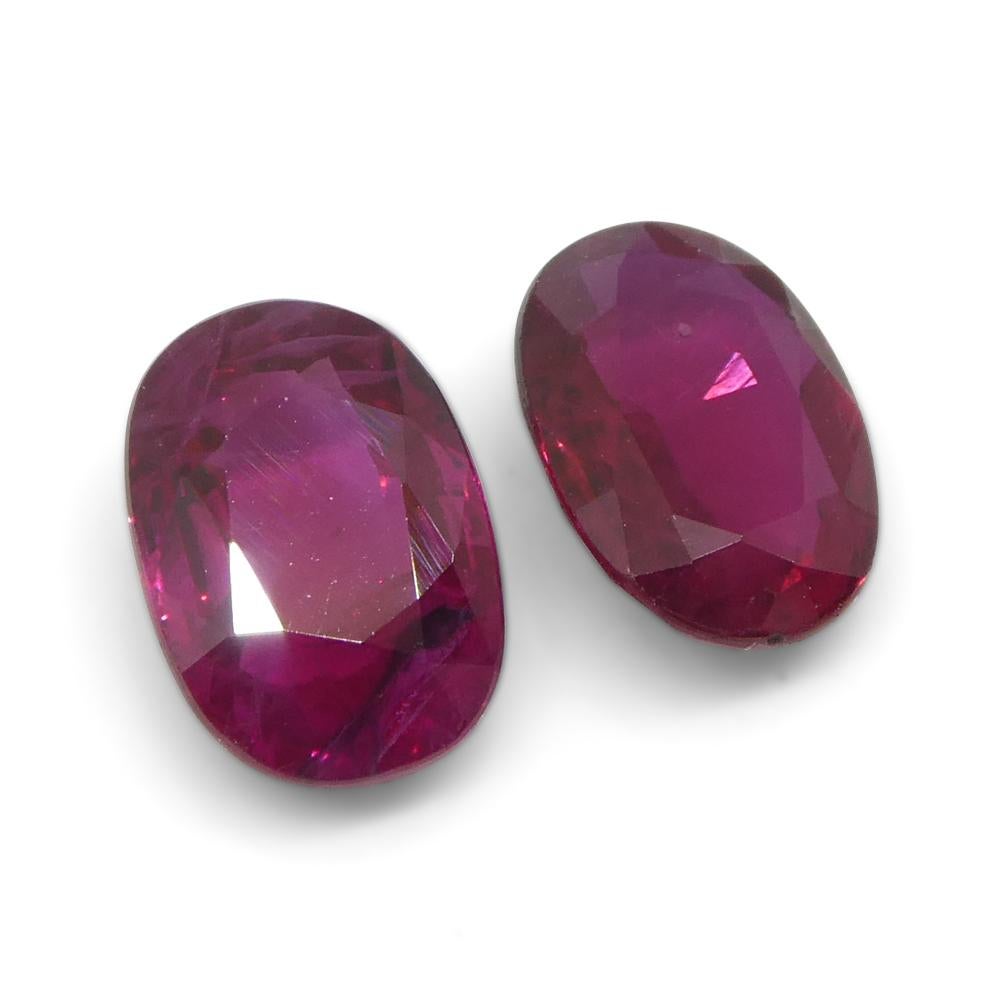 1.82ct Oval Red Ruby from Thailand Pair For Sale 6
