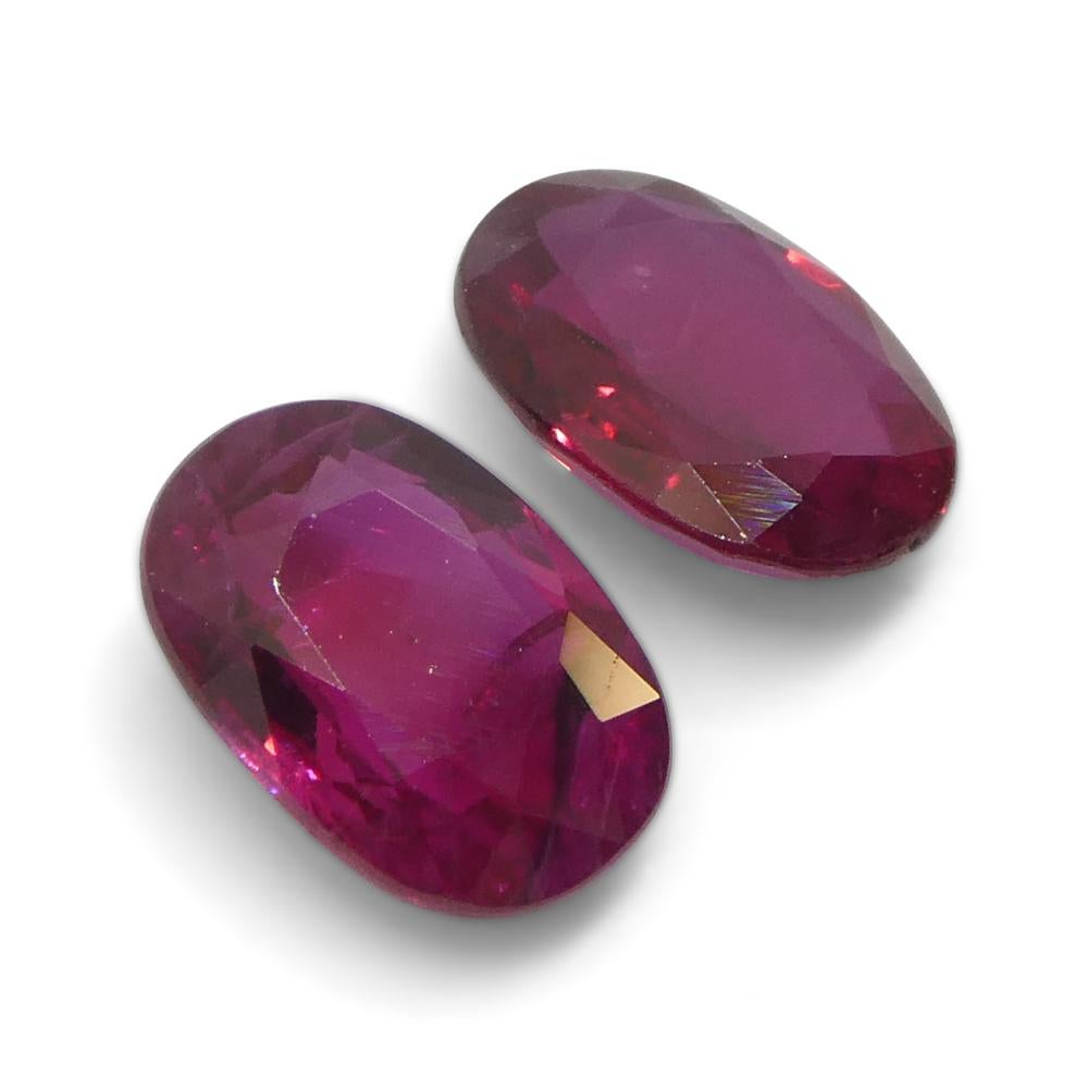 1.82ct Oval Red Ruby from Thailand Pair For Sale 7