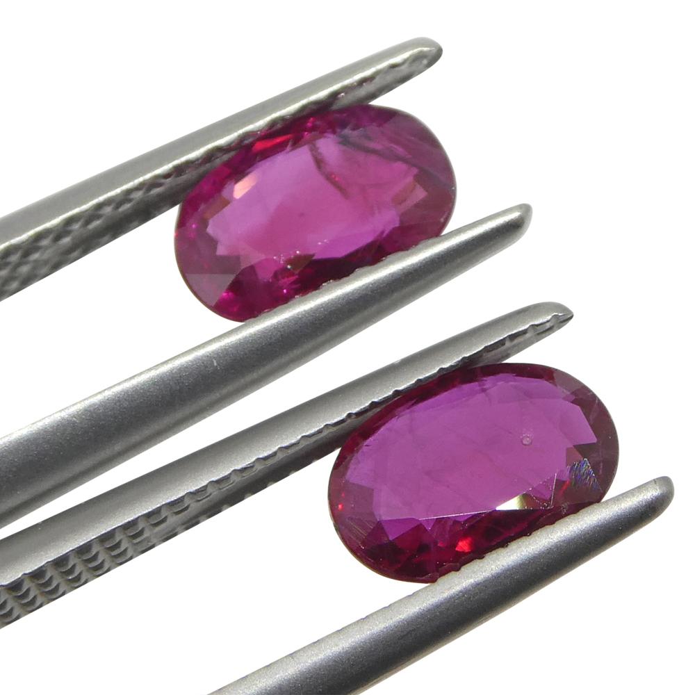 Brilliant Cut 1.82ct Oval Red Ruby from Thailand Pair For Sale