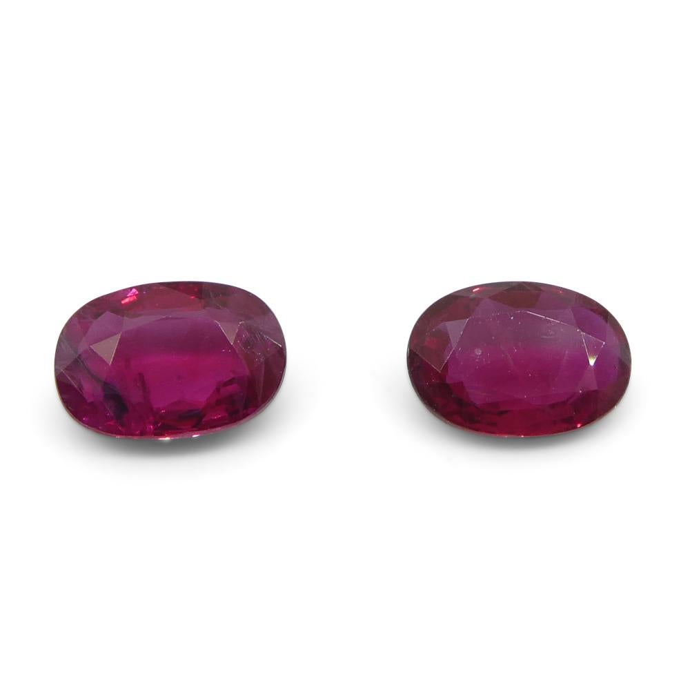 1.82ct Oval Red Ruby from Thailand Pair In New Condition For Sale In Toronto, Ontario