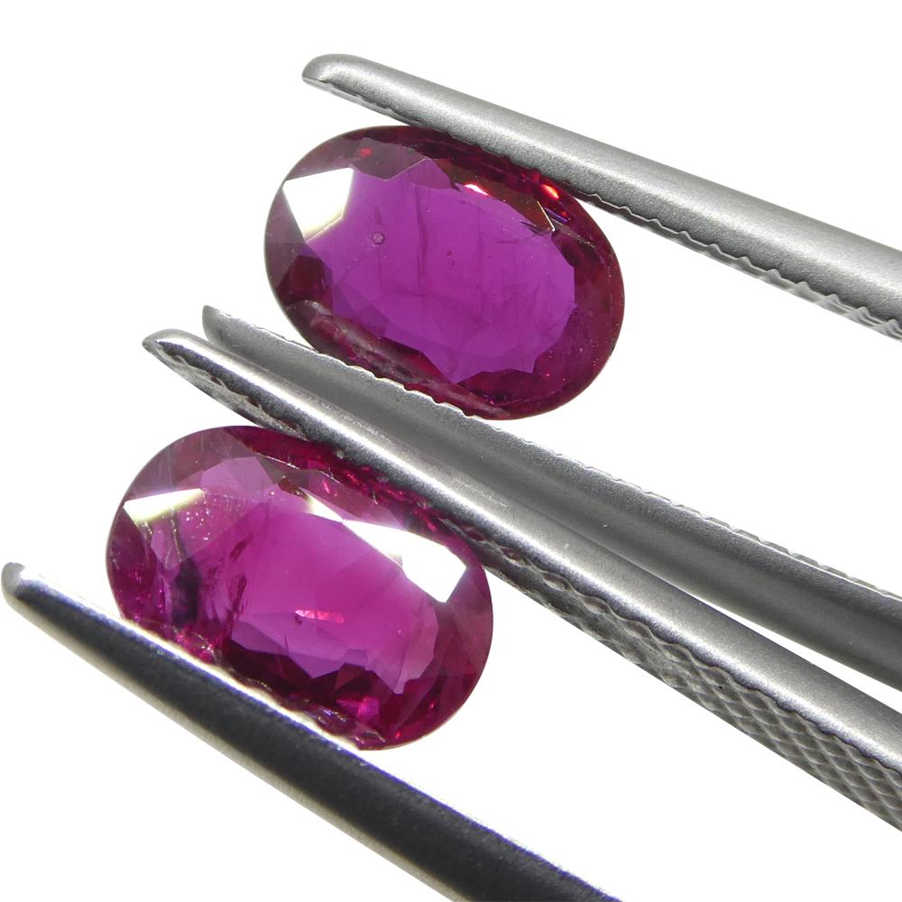 1.82ct Oval Red Ruby from Thailand Pair For Sale 1