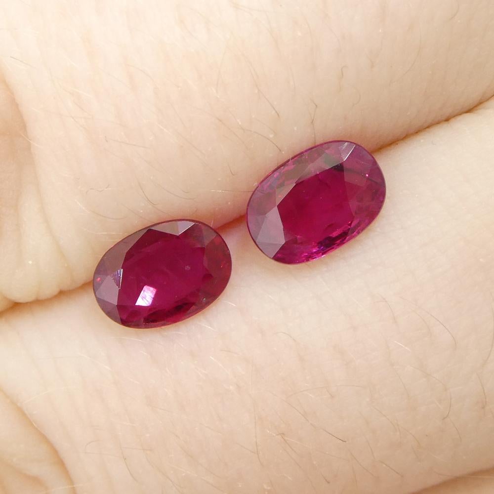 1.82ct Oval Red Ruby from Thailand Pair For Sale 2