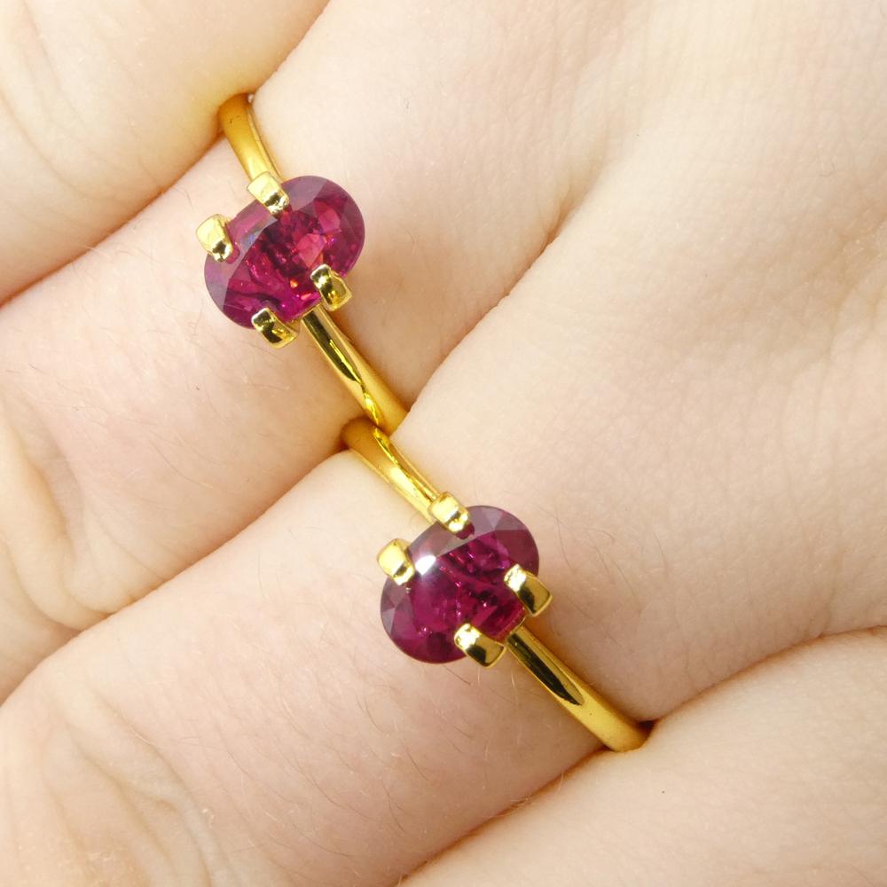 1.82ct Oval Red Ruby from Thailand Pair For Sale 3