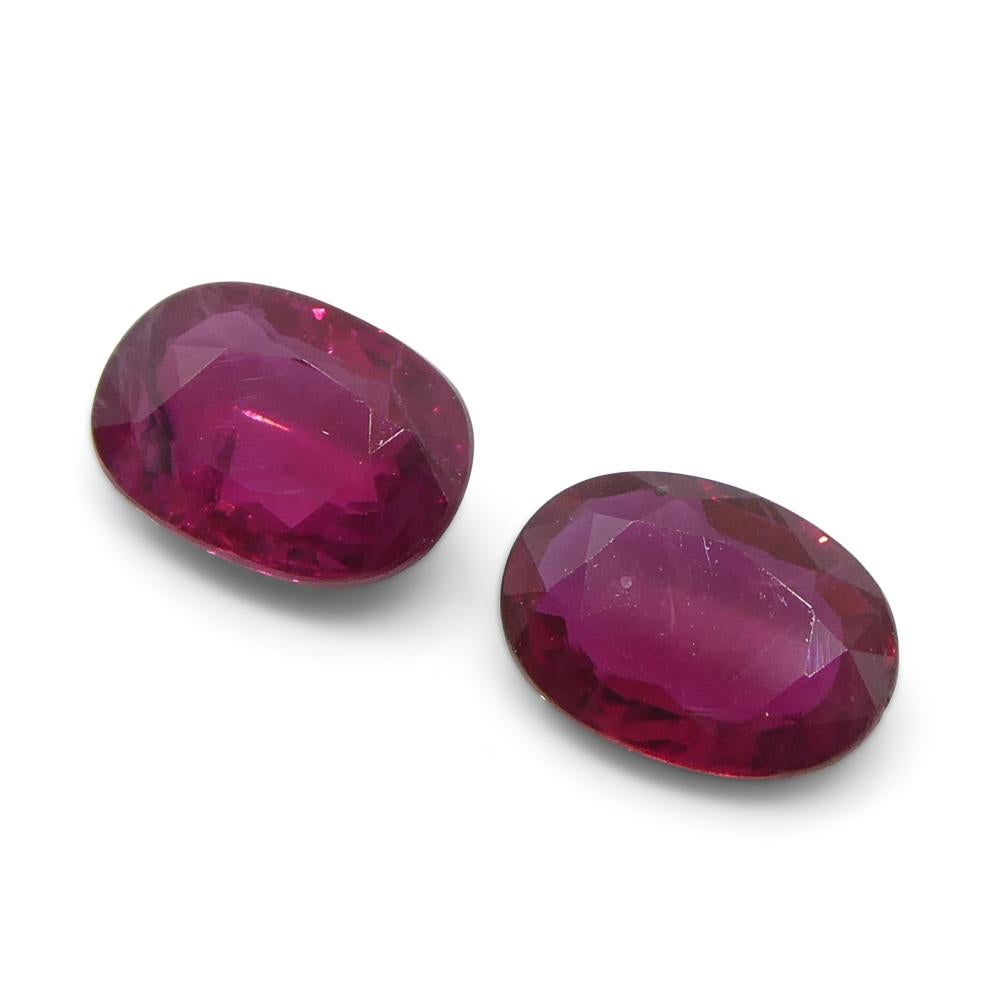 1.82ct Oval Red Ruby from Thailand Pair For Sale 4