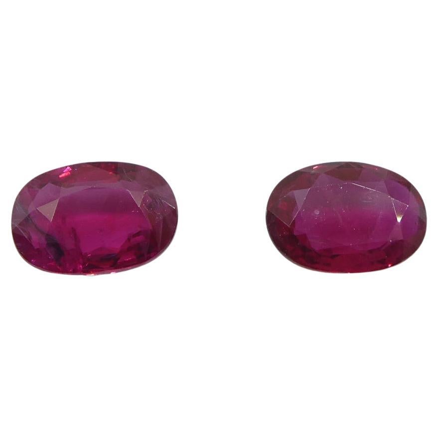 1.82ct Oval Red Ruby from Thailand Pair For Sale