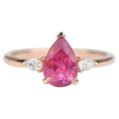 1.82ct Pear Shape Mahenge Spinel Diamond Sides Engagement Ring 14k Gold AD1895-1