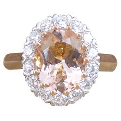 1.82ct Pink Morganite and Diamond Cluster Ring in 18ct White and Rose Gold