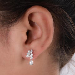 Orecchini a goccia con diamante taglio marquise da 1,82 carati SI/H in oro bianco 14k Gioielli di pregio