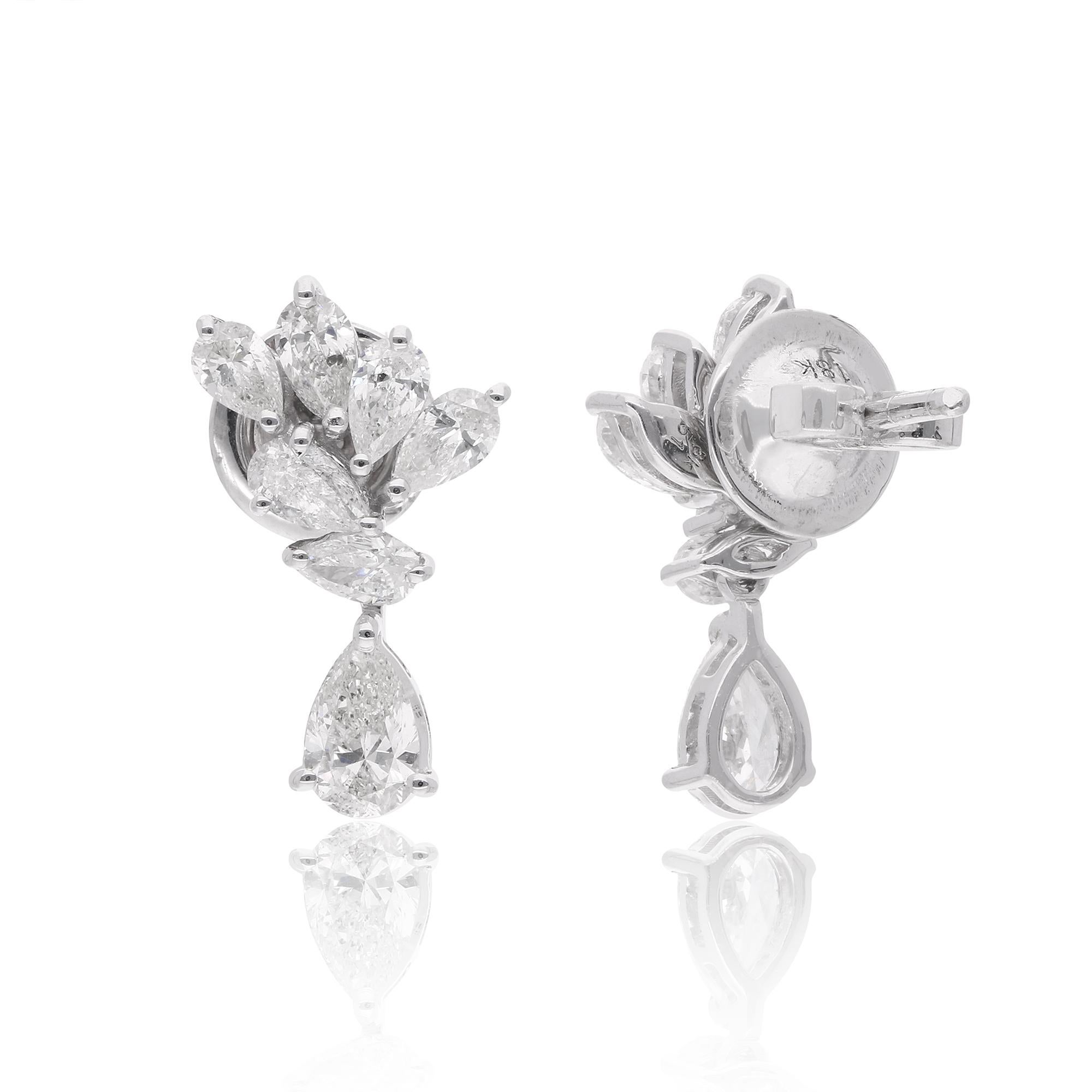 1.82Ct SI/H Marquise Cut Diamond Drop Earrings in 18k White Gold Fine Jewelry (Boucles d'oreilles pendantes en or blanc 18 carats) Neuf - En vente à Diera, Dubai
