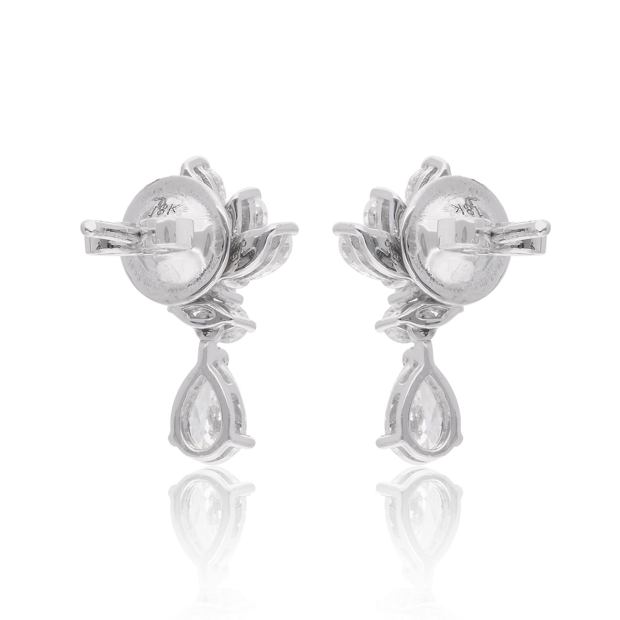 1.82Ct SI/H Marquise Cut Diamond Drop Earrings in 18k White Gold Fine Jewelry (Boucles d'oreilles pendantes en or blanc 18 carats) Pour femmes en vente